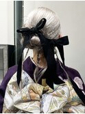 フェミニンロングウェーブミディアム着物ヘア成人式卒業式/三鷹