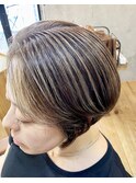 30代40代50代☆細めハイライト☆マロンベージュ☆大人ショート