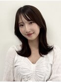 暗髪カラー/顔周りレイヤー/韓国ヘア