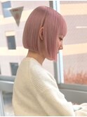 ブリーチ ダブルカラー ハイトーン ボブ 髪質改善 ピンク 10代