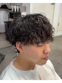 渋谷波巻きスパイラルパーマ無造作パーマメンズマッシュ