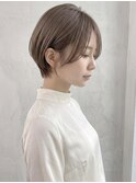 ナチュラル丸みショートボブシースルーバング/グレージュp浦和