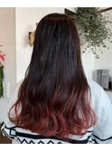 セクションカラーグラデーションカラー×黒髪バーガンディー