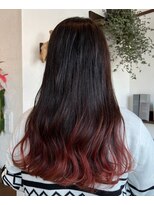 ヘアーサロン プアメリア(Puamelia)&nbsp;セクションカラーグラデーションカラー×黒髪バーガンディー