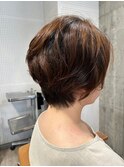 30代40代大人かわいい白髪染めショートスタイル