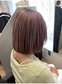 ボブカット/ピンクベージュ/ピンクカラー/ベビーピンク