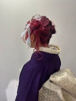 美容室 メザミー MESAMIES 成人式前撮り着付けヘアメイクゆるふわアップ髪飾り