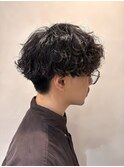 ツーブロック波巻きスパイラルプードルパーマメンズマッシュ