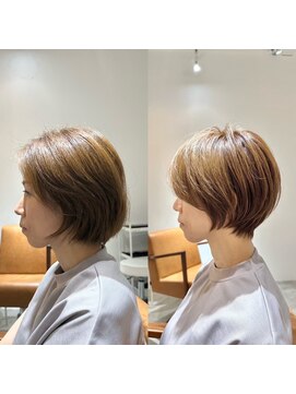 別府ショートボブ顔まわりレイヤーカット髪質改善カラー30代