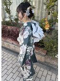 振袖着付けメイクヘアアレンジ編み下ろしエクステ