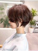 ピンクブラウンの大人ショート/顔まわり似合わせ