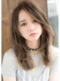 セミロングゆる巻き風デジタルパーマバレイヤージュ