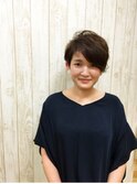 大人ハンサムショートすっきりツーブロック アッシュオリーブ