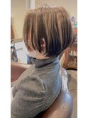 大人ボブ・小顔に見えるボブ・ハイライト・◎30代40代50代60代