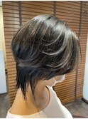 30代40代50代ハンサムショート/ウルフカット/アッシュブラック
