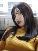 デザインカラー/シルキーベージュ/グレージュカラー/斜めバング