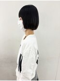 黒髪ワイドバング×ぱつっとボブ