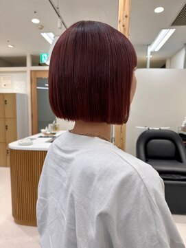 ハニー 町田(HONEY) ぷつっとミニボブ　暖色　チェリーレッド