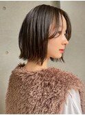 切りっぱなし　外ハネボブ　美髪　前髪なし　イメチェン