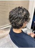 ハイライトメンズミディアムパーマ＠20代30代40代50代