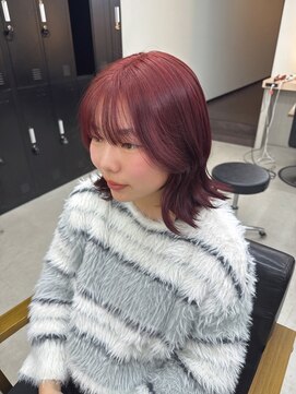 アリープパロット(ALEAP parrot) 外ハネミディ/デザインカラー/逆グラデーション/レッドカラー