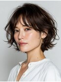 大人の柔らかパーマショートボブ