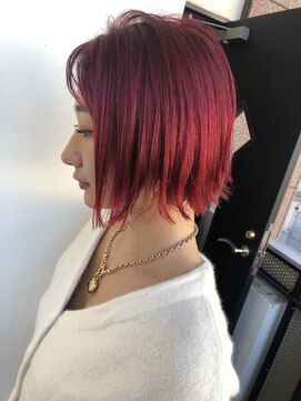 salon de MiLK 札幌大通店【サロン ド ミルク】 目立って可愛いレッドボブ