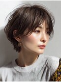 白髪ぼかし脱白髪染め似合わせショートボブ40代50代60代