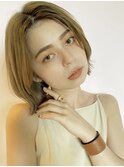 【PARK】シアーベージュ×切りっぱなしくびれボブ