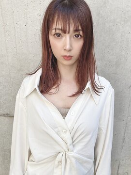 ルノン(LUNON) 【LUNON】ナチュラルなピンクグラデーション×ぱつっとミディ