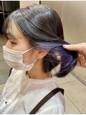△ブリーチありインナーカラーイヤリングカラーパープル