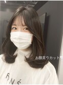 韓国ヘア 顔まわりカット くびれヘア シースルーバング ツヤ髪