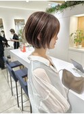 大人かわいい丸みショートボブ耳かけ20代30代40代