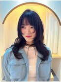 ロング顔まわりシャギーレイヤー地毛風ナチュラルカラー