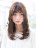 大人かわいい×グレージュ×フェザーロング