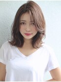 丸顔似合う前髪なし外ハネくびれミディ色気濡れ髪20代30代
