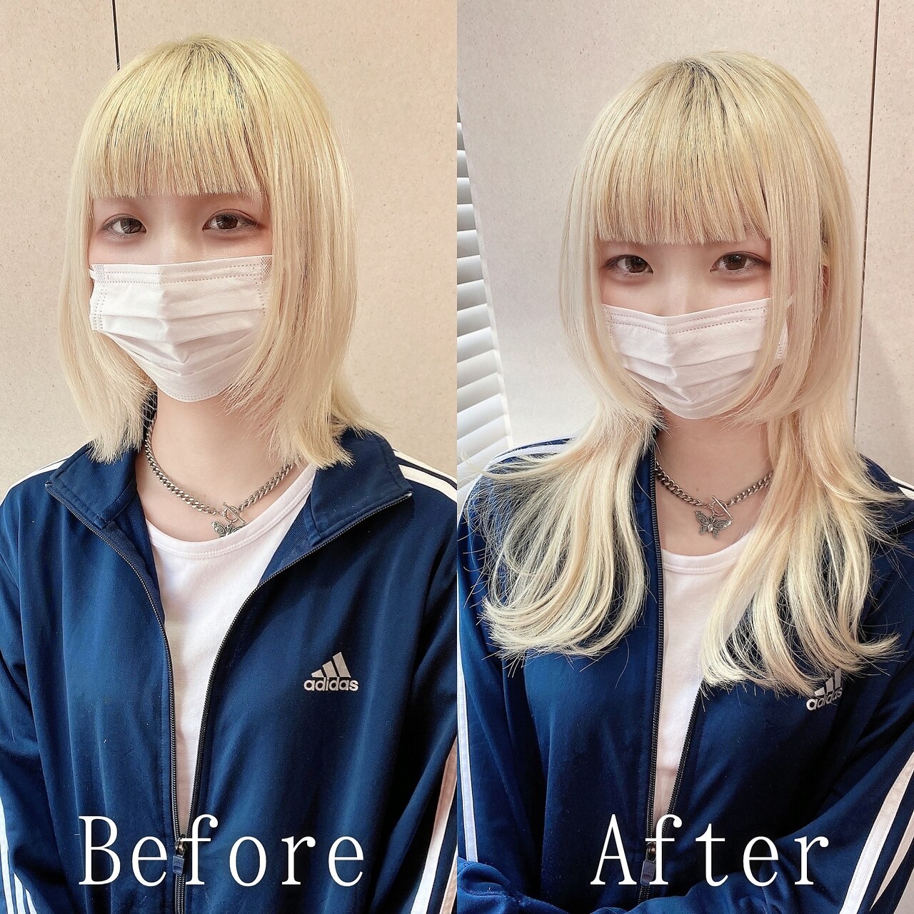 ホワイトブロンド#シールエクステ#シルキーベージュ#ウルフ#仙台