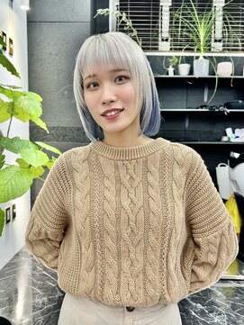 チュダック(ChuDuck) 韓国風《ブルーシルバー》ハイトーン/ケアブリーチ/ダブルカラー