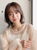 前髪 アンブレラカラー こなれミディ イメチェン ウェーブパーマ