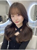 オリーブベージュ+韓国くびれヘア