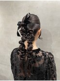 【ダブルポニーテール】/結婚式/二次会/同窓会/銀座/ヘアセット