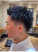 スパイキーショート/束間ツーブロックマッシュ/スパイラルパーマ