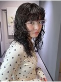 ドライパーマゆるめパーマウルフパーマミディアムパーマ銀座暗髪
