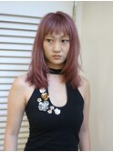 ハイレイヤーウルフカットハイトーングレーピンクパープルカラー