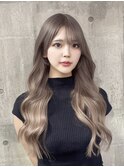 上質グレージュ × シールエクステ/レイヤーカット/エクステ