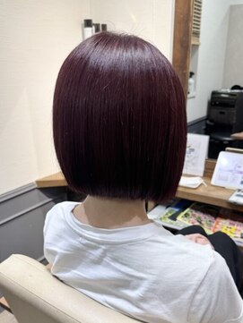 カミケン 清明店(kamiken.) うる艶ボルドーカラー×ミニボブ【カミケン清明店/福島】