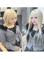 あるじゃんすー 天神店 ホワイトブロンド×ブラック#シールエクステ#韓国#ワンホン#天神