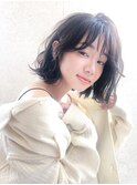 ACE 透け感バング×暗髪ミディアム