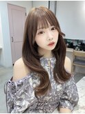 韓国風/透明感カラー/オリーブベージュ/前髪/小顔カット