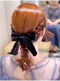 タイト編み下ろしヘアアレンジ